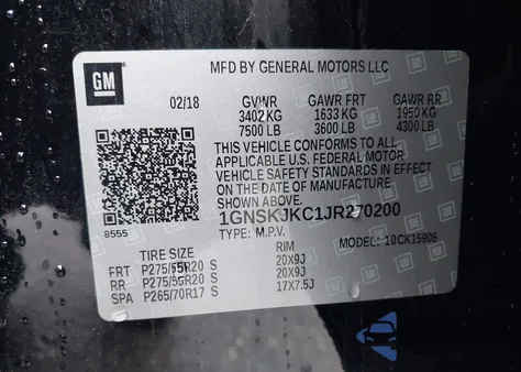 2018 Chevrolet Suburban Premier from USA, damaged, VIN 1GNSKJKC1JR270200